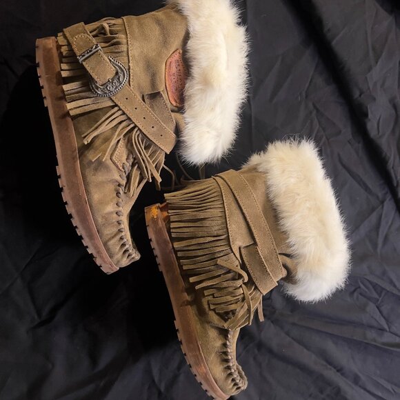 EL VAQUERO - Fringe Ankle boots w/ Fur - Picture 2 of 3